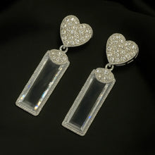 Dilnashi Love Earrings - Silver Heart Crystal Drops