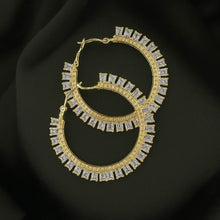 Zarqash Sparkle Jhumkay - Gold Crystal Hoop