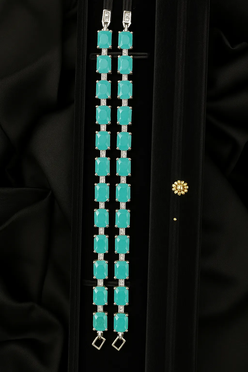 Feroza Sheherzadi Bracelet - Aqua Blue Stone Kada - Image 2