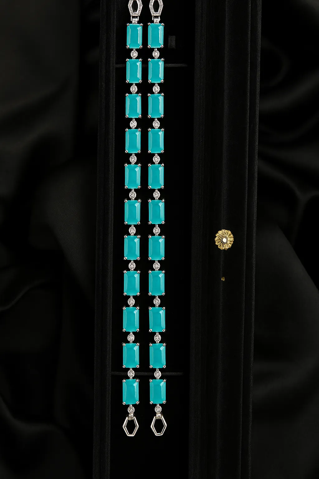 Feroza Sheherzadi Bracelet - Aqua Blue Stone Kada