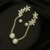 Chaand Phool Earrings - Gold Floral Pearl Tops