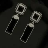 Kohinoor Noir Earrings - Black Stone Danglers