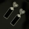Zeenat Noir Heart Earrings - Black Stone Danglers
