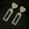 Dilnashi Love Earrings - Silver Heart Crystal Drops