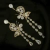 Pari Sitara Earrings - Gold Crystal Butterfly Drops