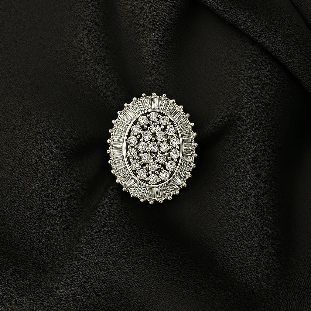 Chandbari Ring - Silver Oval Cluster Sparkle