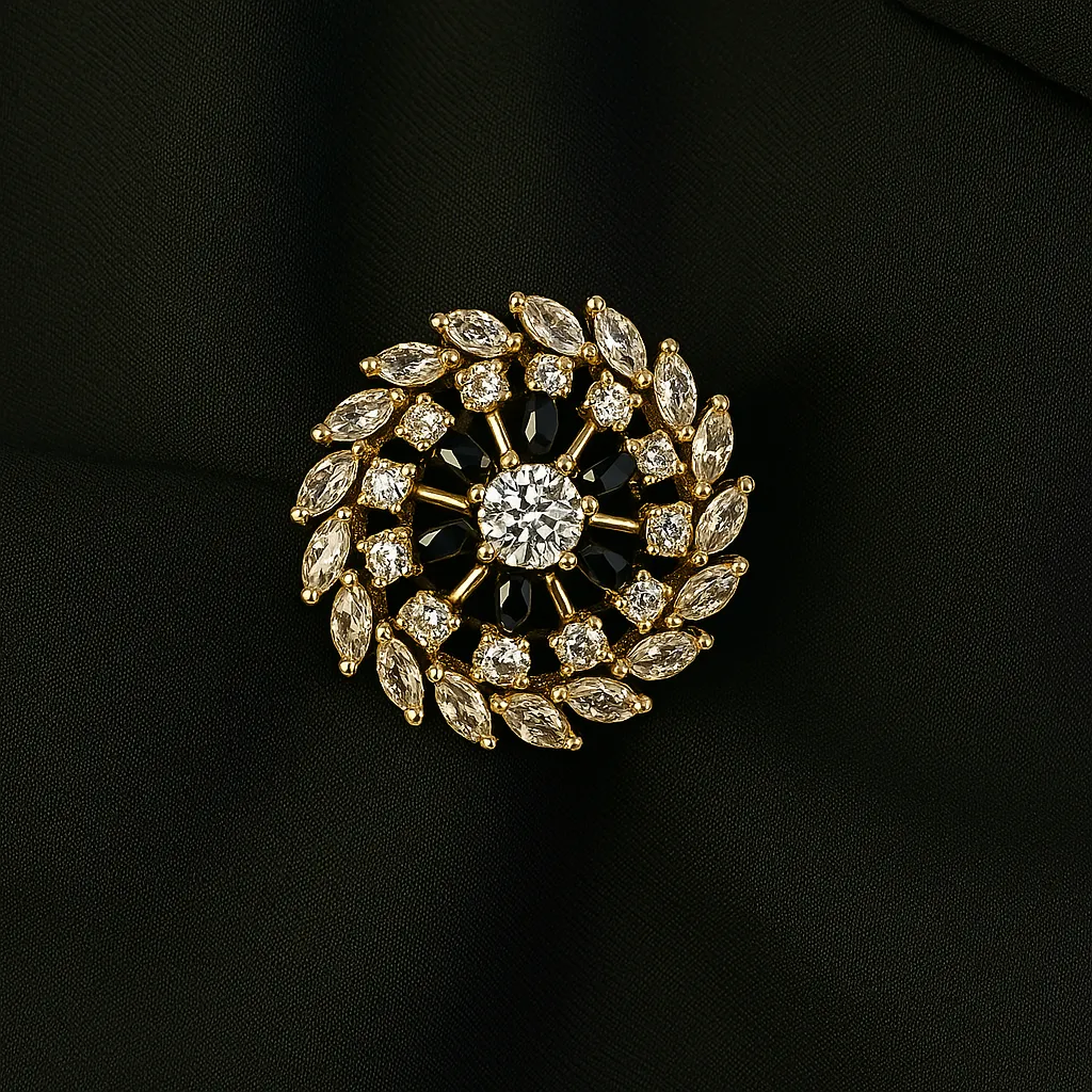 Zarqa Noir Ring - Black & Gold Floral Majesty - Image 2