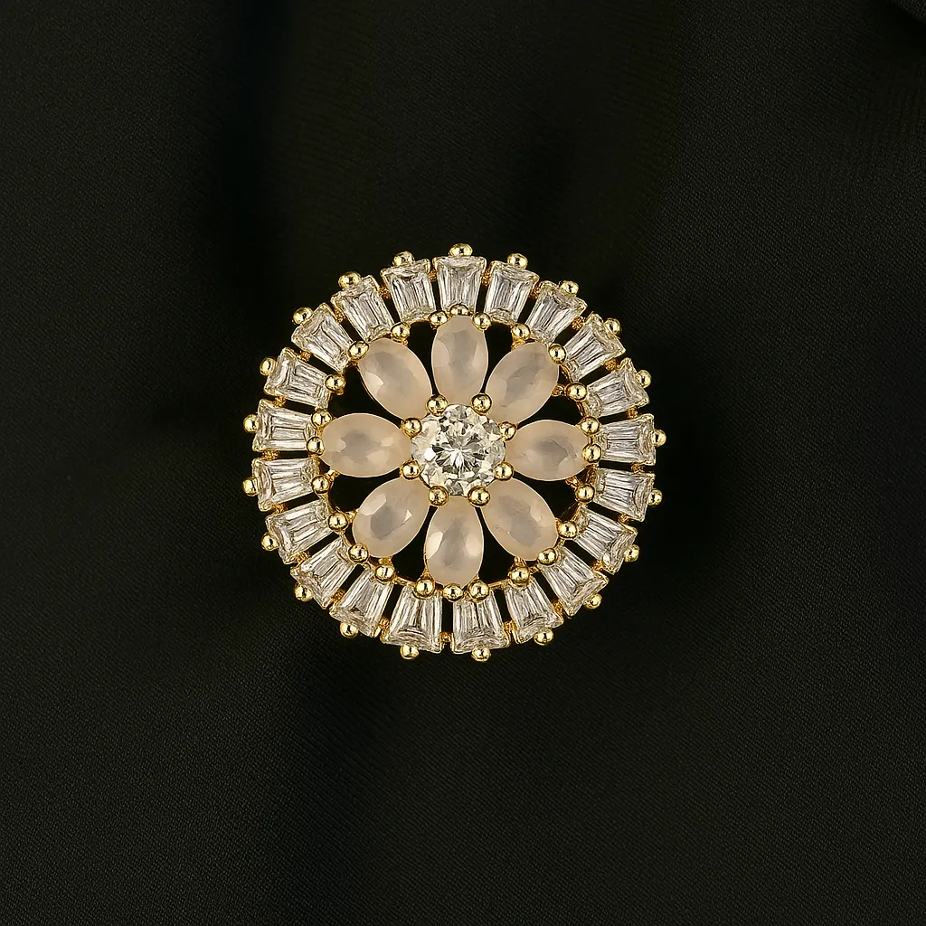 Meherbano Blossom Ring - Rose Bloom with Crystals - Image 2