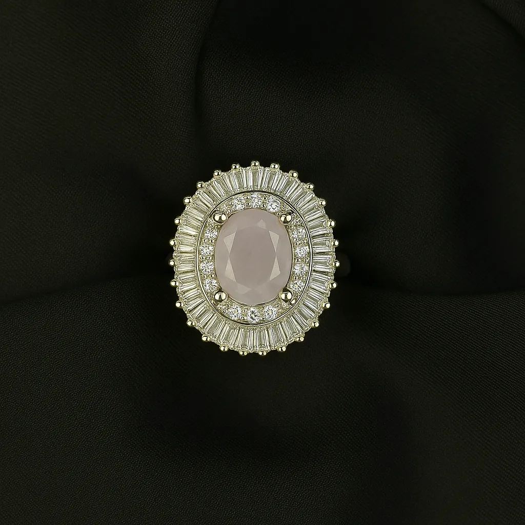 Noor-e-Mauve Ring - Lavender Stone with Silver Shine - Image 2