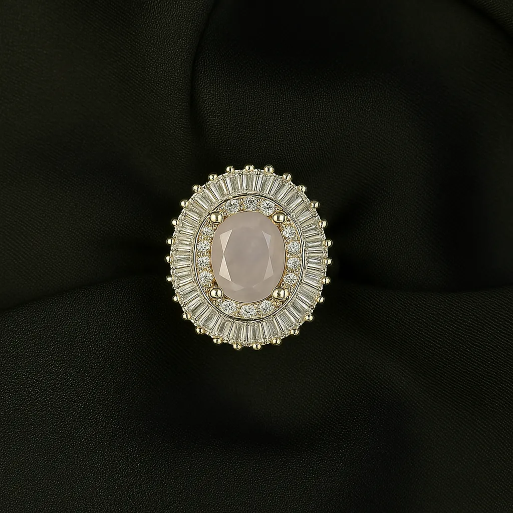 Noor-e-Mauve Ring - Lavender Stone with Silver Shine