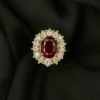Meherbano Garnet Bloom - Maroon Stone with Diamond Petals