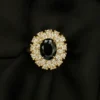 Zehra Noir Ring - Black Stone with Marquise Halo