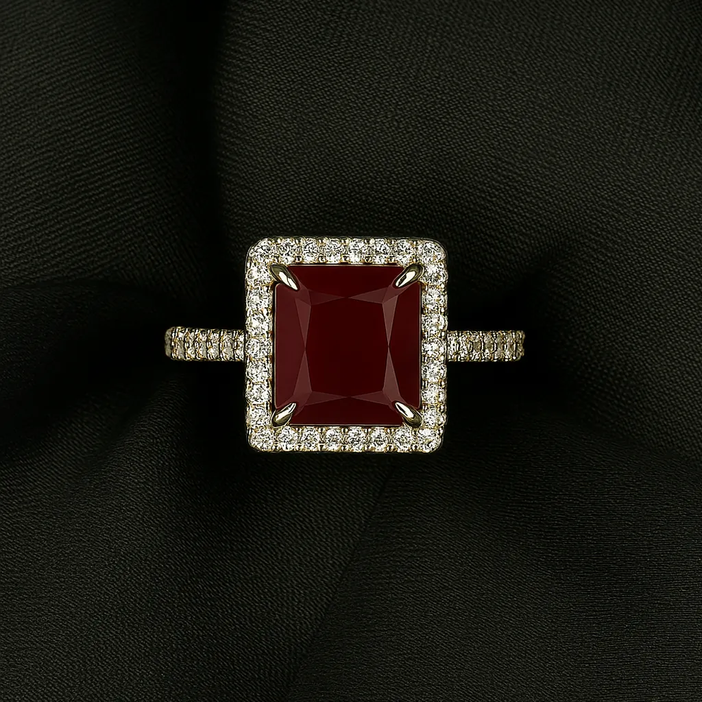 Lal Shehzadi Ring - Ruby in Diamond Frame - Image 2
