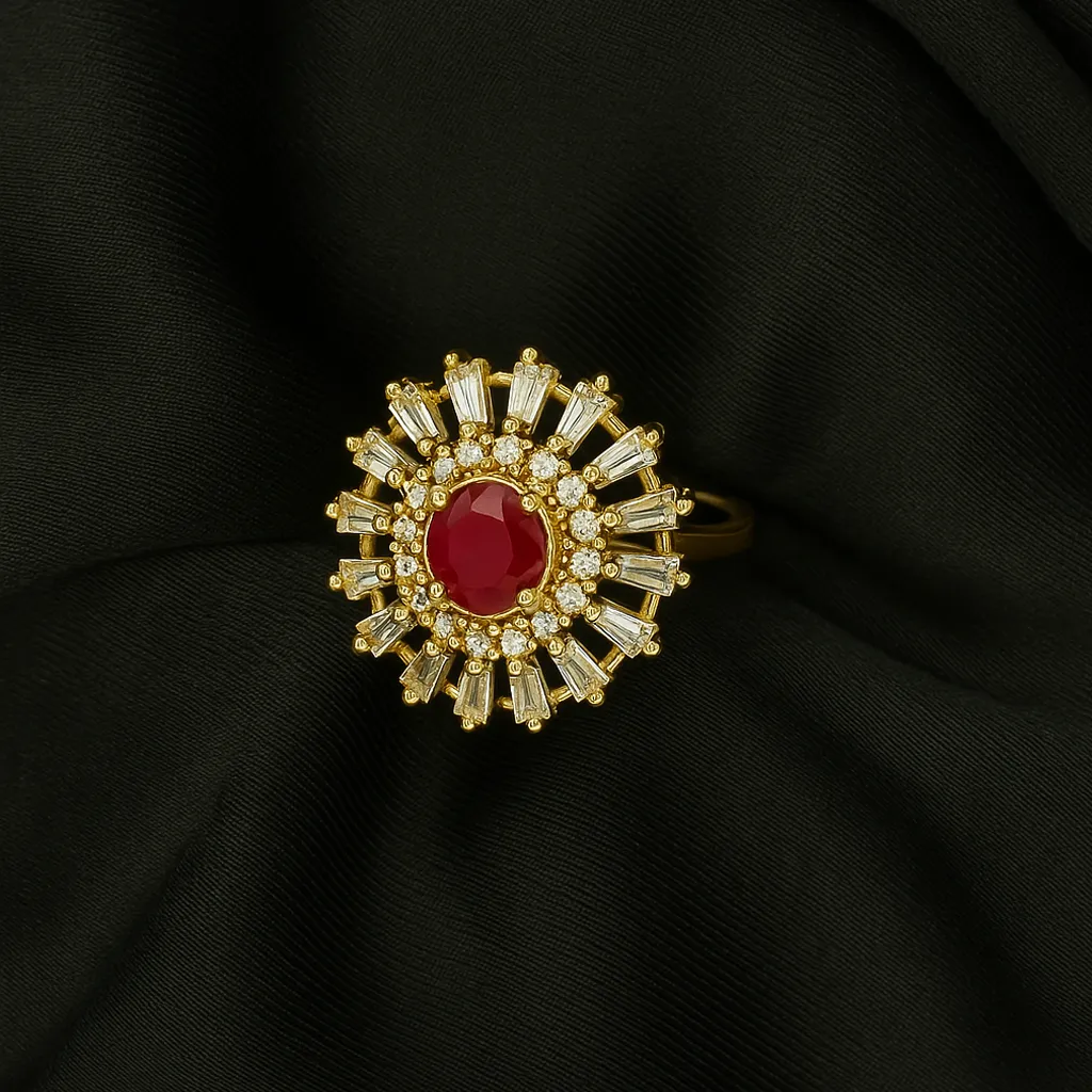 Meherbano Crimson Halo Ring - Ruby Burst Cocktail - Image 2