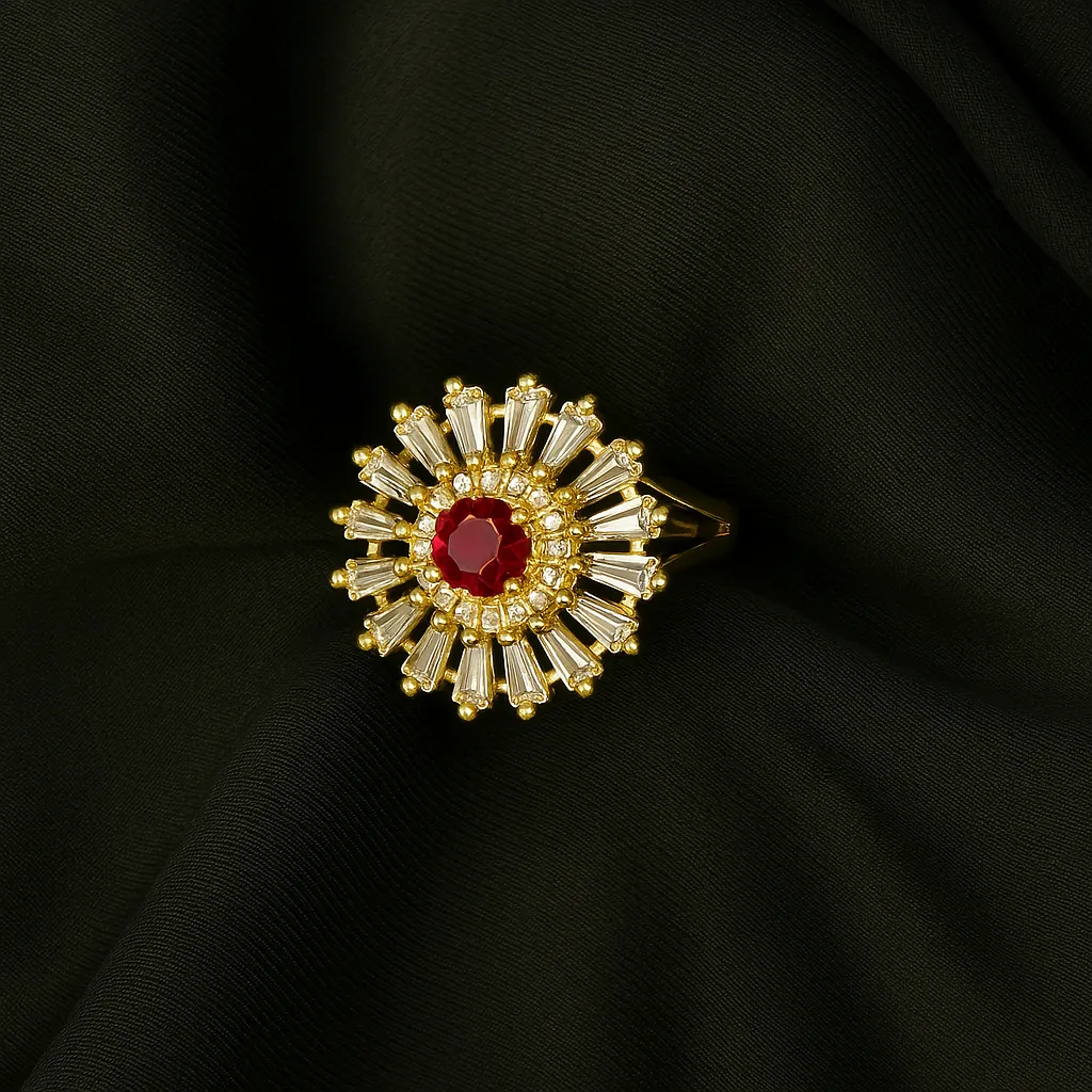 Meherbano Crimson Halo Ring - Ruby Burst Cocktail