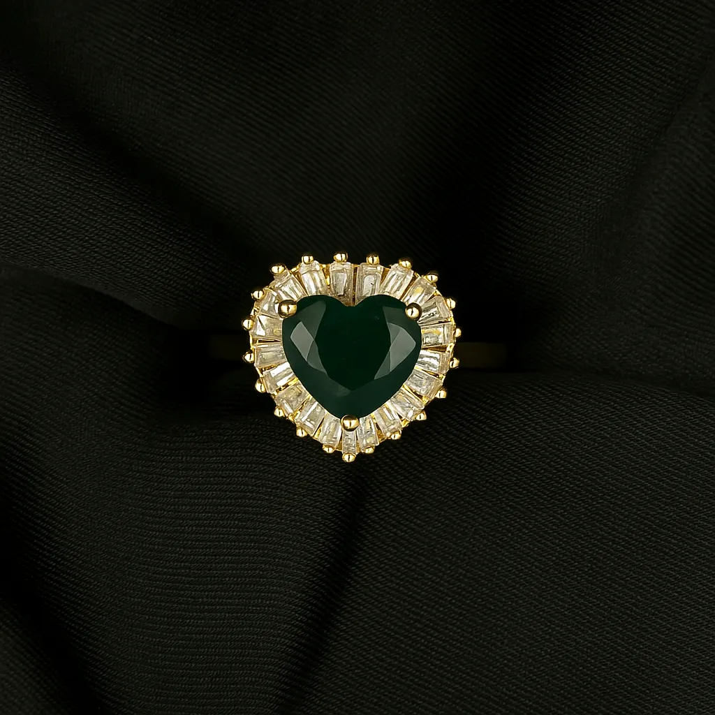 Dil-e-Zamurd Ring - Emerald Heart Elegance - Image 2