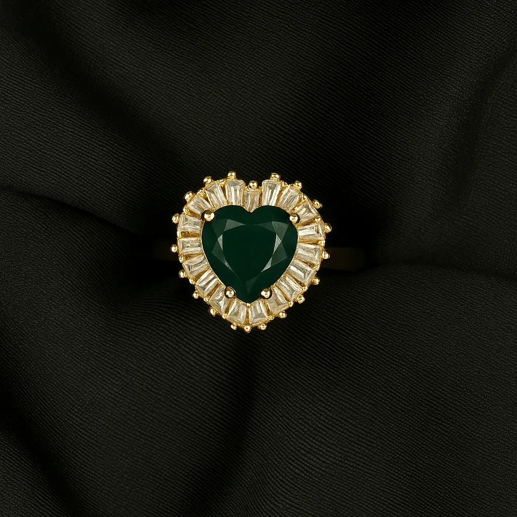 Dil-e-Zamurd Ring - Emerald Heart Elegance