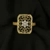 Shehzadi Filigree Ring - Gold Frame with Crystal Bloom