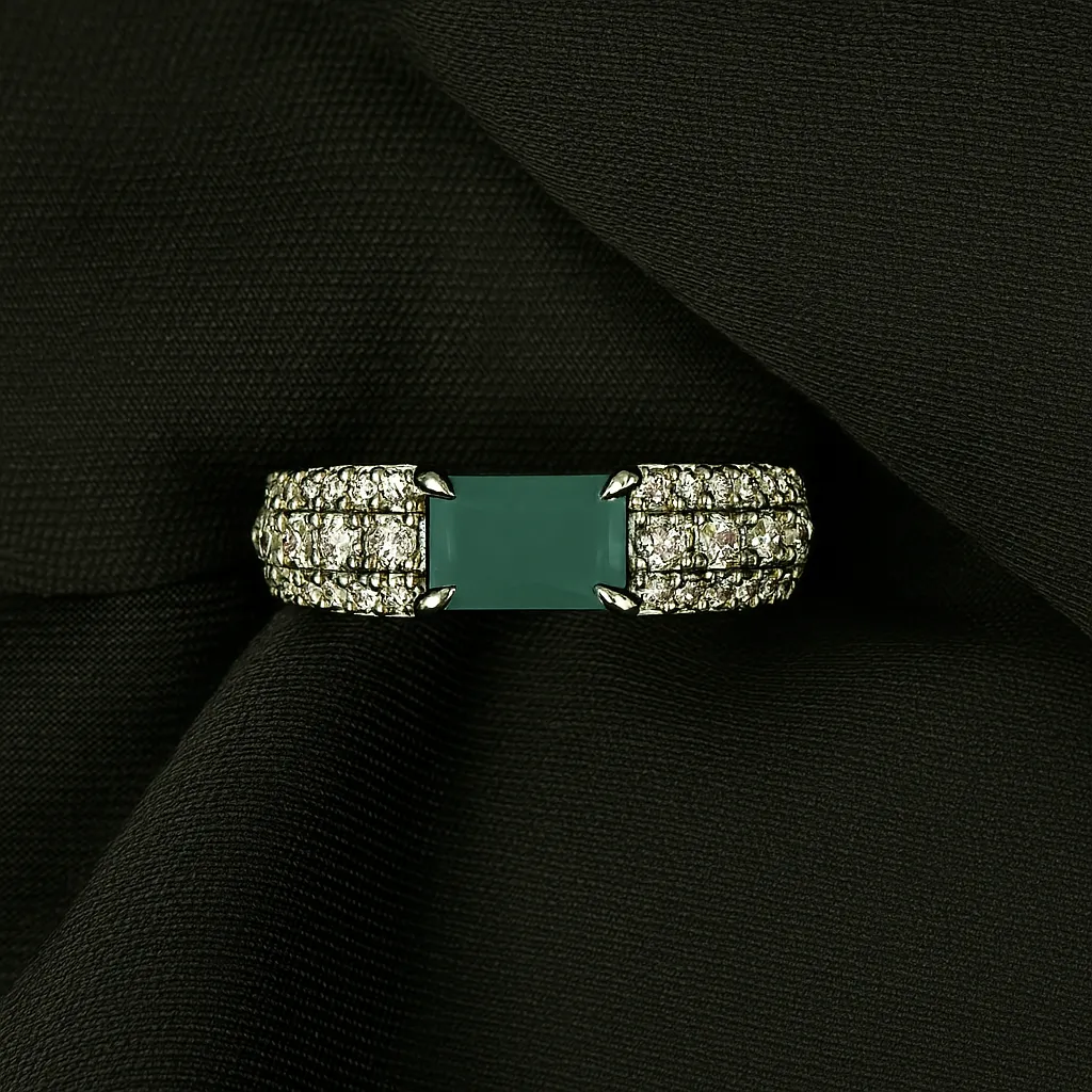 Meherbano Ice Enchant Band - Silver Aqua Charm Ring - Image 2