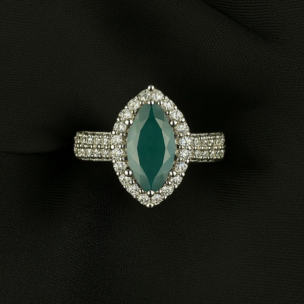 Meherbano Nazaria Ring - Aquamarine Marquise in Silver - Image 2
