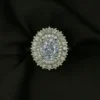Noor-e-Ice Halo Ring - White Stone in Silver Crown