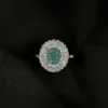 Meeray Aqua Bloom Ring - Teal Stone in Silver Petals