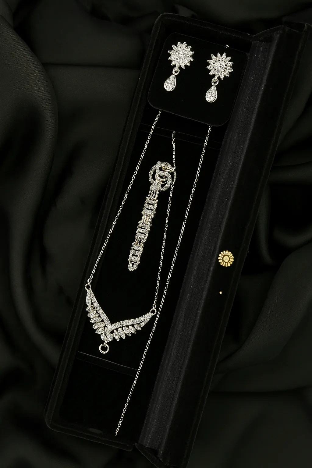 Sitara Sheen Set - Silver V-Cut Pendant - Image 2