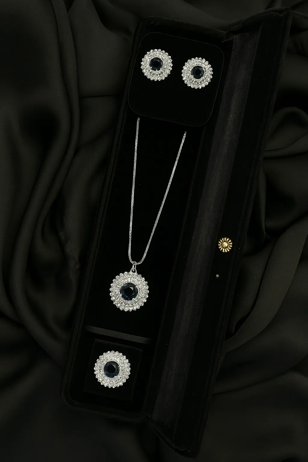 Noor-e-Siyah Set - Silver with Midnight Black Center